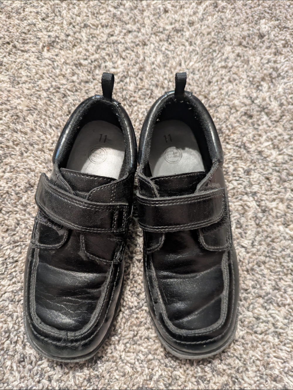 wonder nation Black Boys Dress Shoes with Velcro Straps